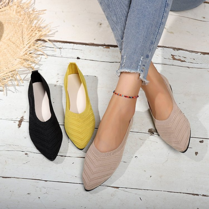New Pointed Toe Flat Office Boat Shoes, Casual Ballet Flats Women Loafers beige 40