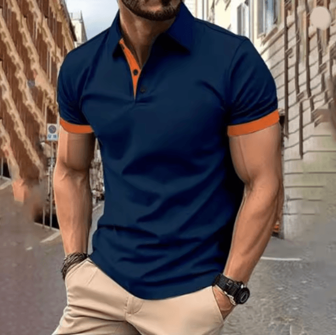 Mens Short Sleeve Color Block Lapel Shirt Casual Fashion Top 4 xs