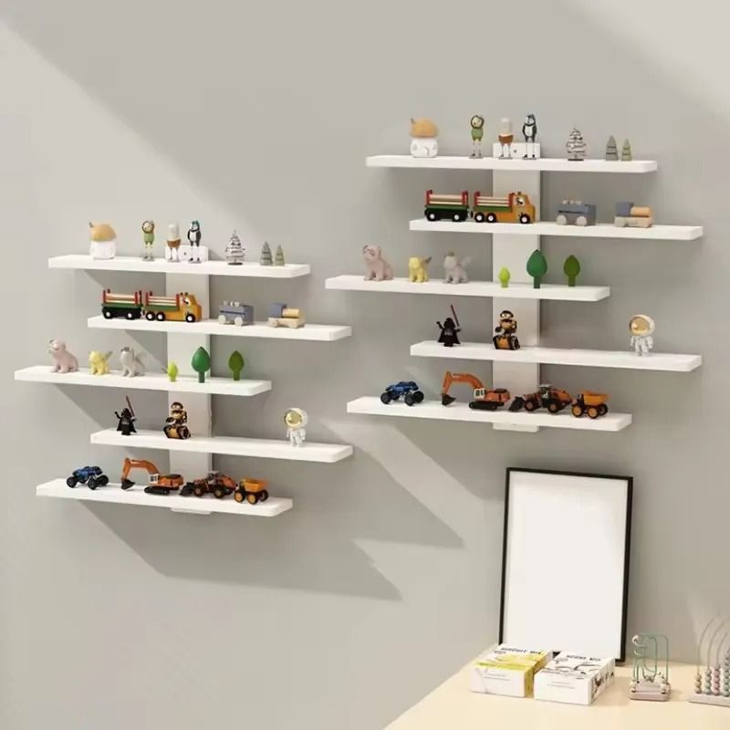5 Tier Adjustable Wall Mounted Display Shelf For Action Figures And Collectibles gray