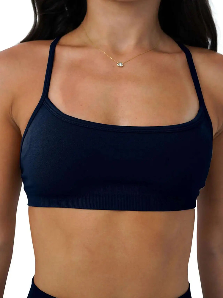 Women Seamless Sports Bra, Yoga Top, Back Cross Fitness Bra, Gym Active Wear, Workout Push up Running Underwear scarlet xsold