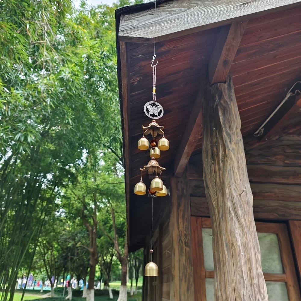 Random Style Double Metal Bell Wind Chime Brass Color Hanging Decor For Garden And Patio Random Style Double Metal Bell Wind Chime Brass Color Hanging Decor For Garden And Patio