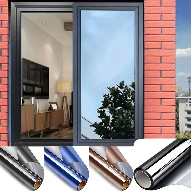 One Way Mirror Privacy Window Film Anti UV Heat Control Glass Sticker blue 40 Cm X 1 M