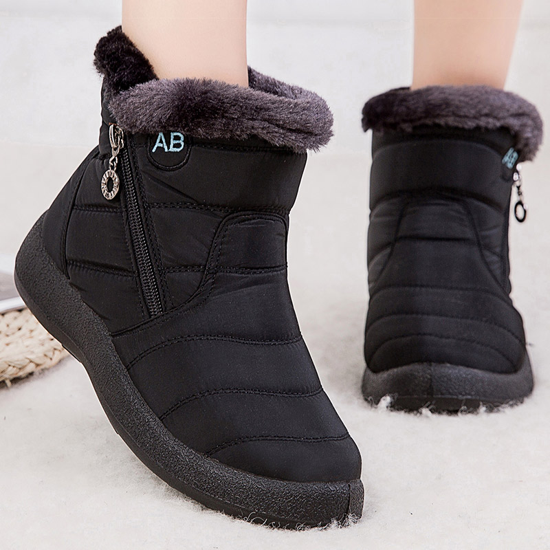 Womens Boots, Winter Shoes Women, Ankle Boots With Fur, Low Heels Winter Boots, Snow Waterproof Botas black 40