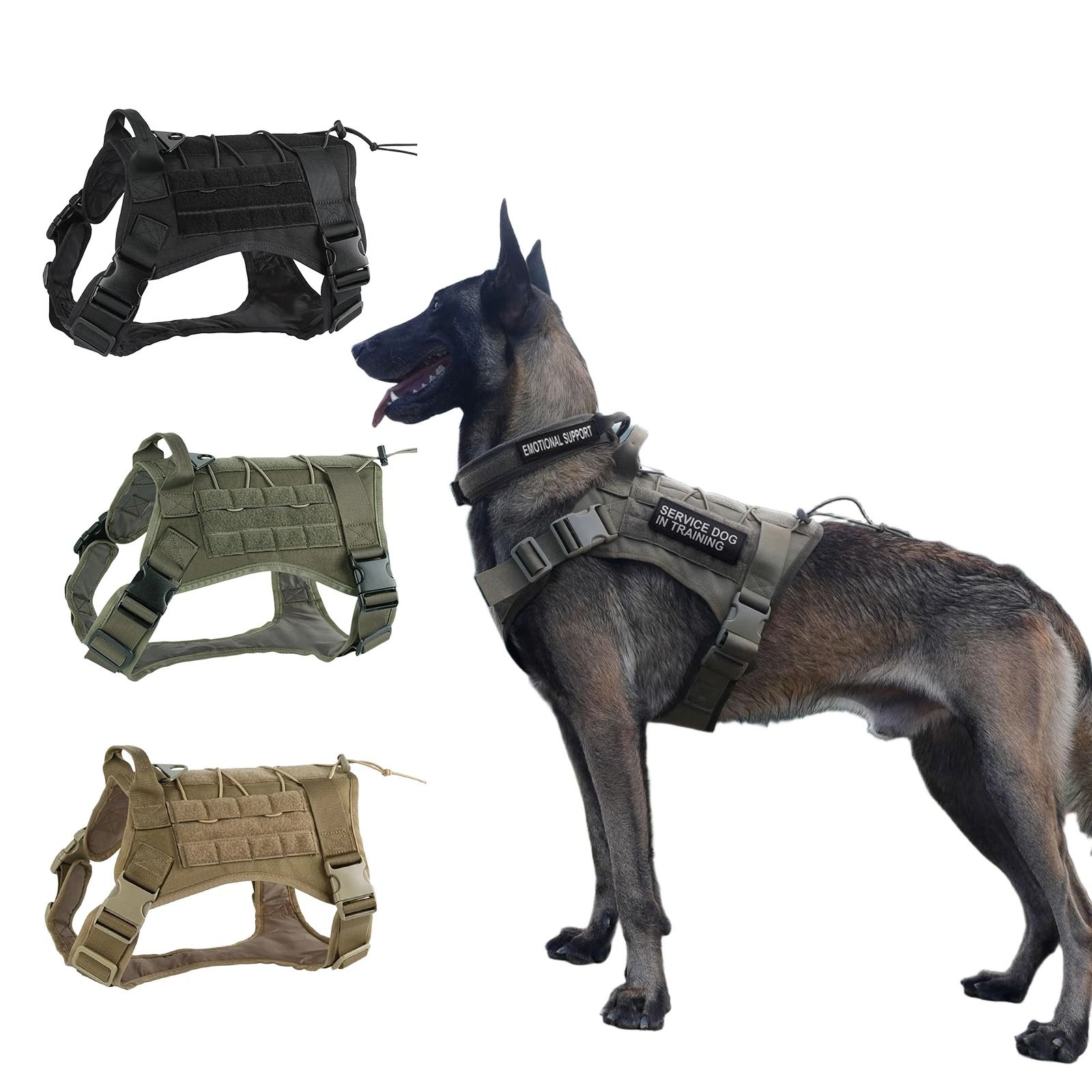 Professional Heavy Duty Tactical Dog Harness With No Pull Design green m