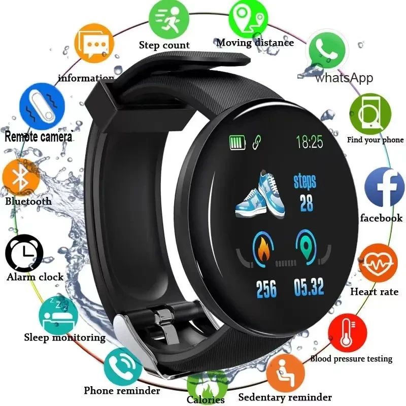 D18 Circular Color Screen Smartwatch Fitness Tracker Watch With Call & Message Notifications purple