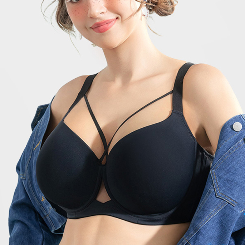 Seamless Lingerie For Women, Comfortable Push up Bra, Anti Sagging Sports Breast Collection black 85b