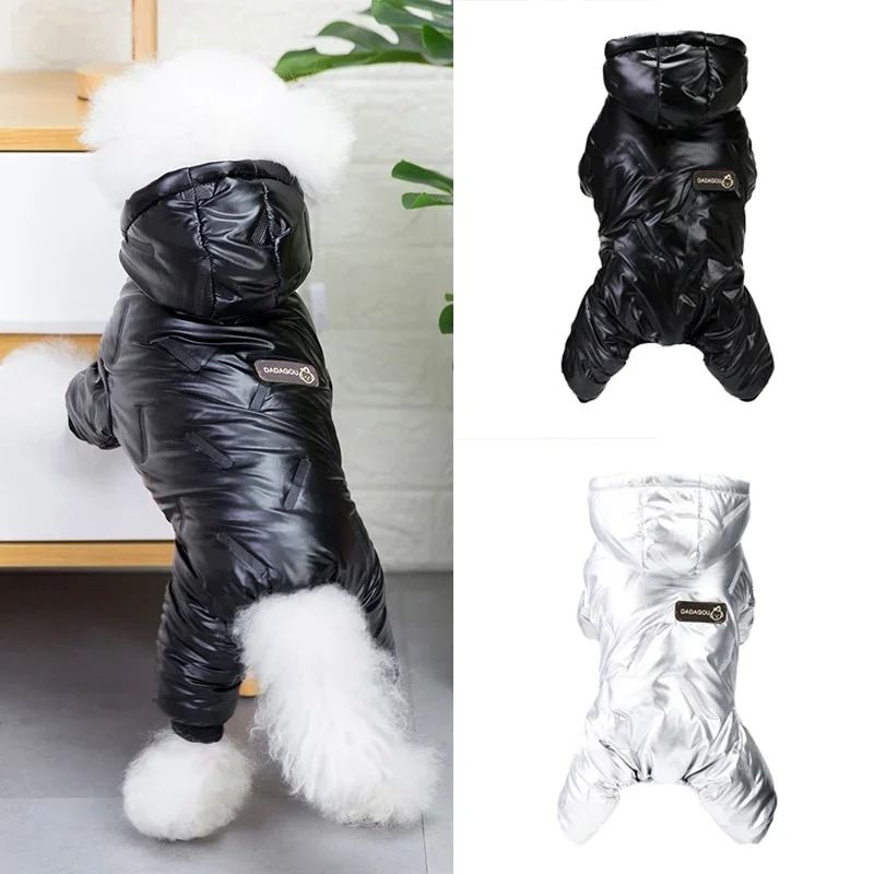 Waterproof Dog Winter Overall Jacket For Cold Weather Walks black s