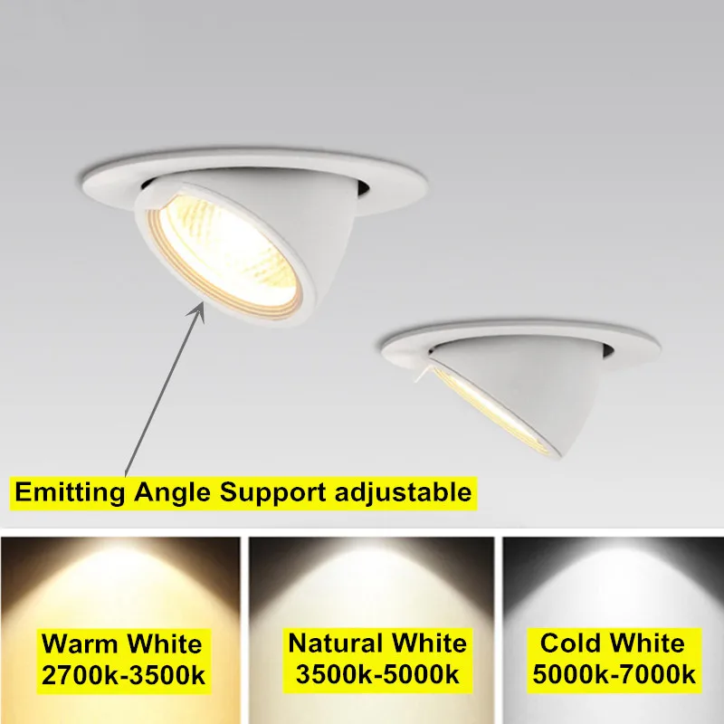 Dimmbarer LED-Einbaustrahler 10W 15W 25W 30W, 360 Grad drehbar, 3000K/4000K/6000K, Einbauleuchte AC85-265V
