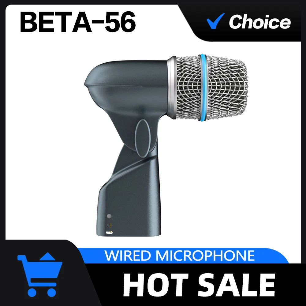 Instrumentenmikrofon BETA 56A Wired Drum Mic Dynamic Kick Bass Tom/Snare Becken Verwendung für Schlagzeug Gesangsband DJ Bühne Instrumental Image