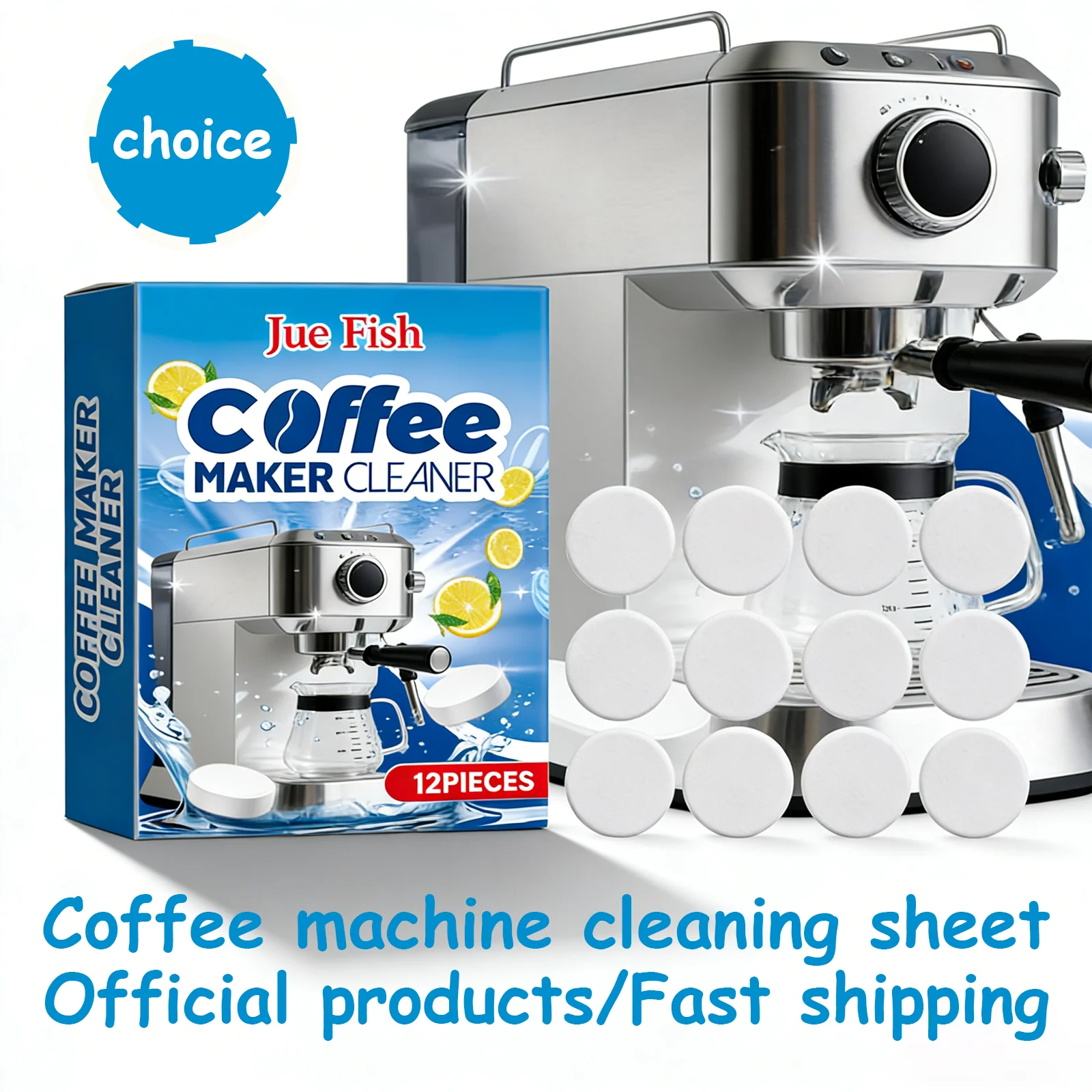 Jue Fish – comprimés de nettoyage pour Machine à café, comprimés de détartrage universels pour cafetière expresso domestique, élimine les taches, l