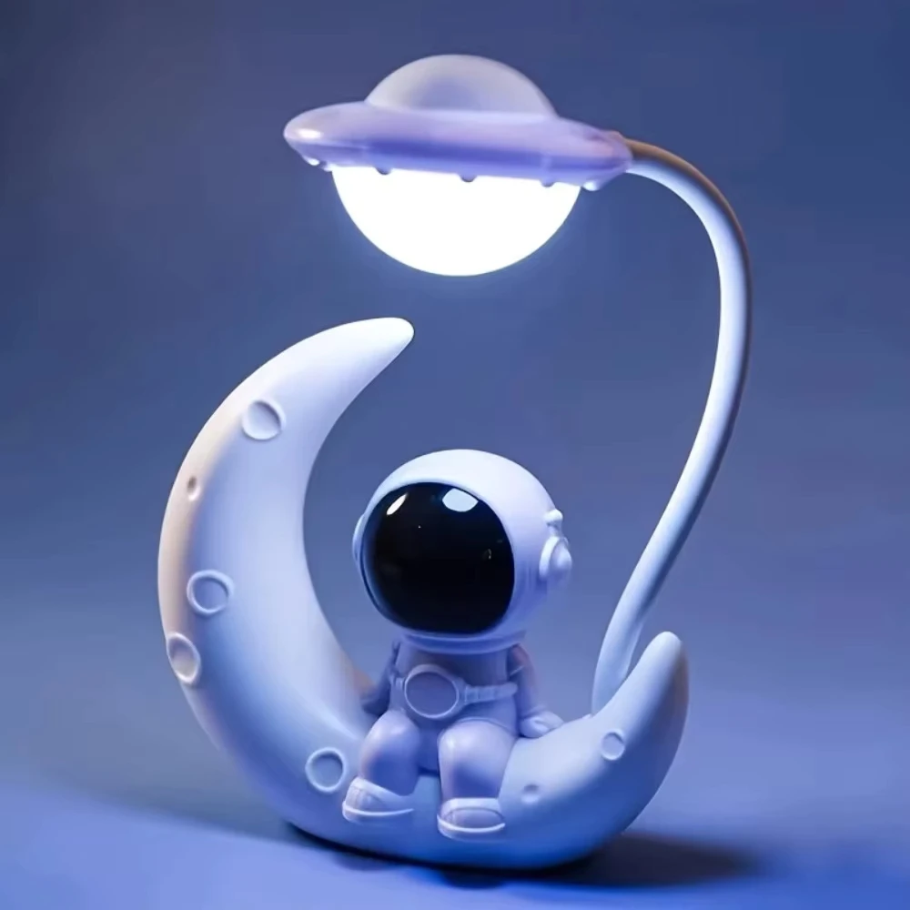 Kreative Mond Astronaut Nachtlicht LED Tisch Leselampe Wiederaufladbare Kleine Schreibtischlampe Für Schlafzimmer Dekoration Studie