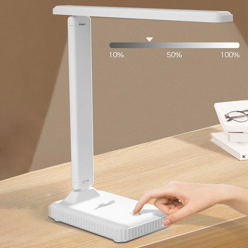 LED-Schreibtischlampe, USB wiederaufladbar, Tischlampe, 3-stufig dimmbar, Touch-Schreibtischbeleuchtung, Augenschutz, faltbar, für Schlafzimmer, Schreibtischleuchte