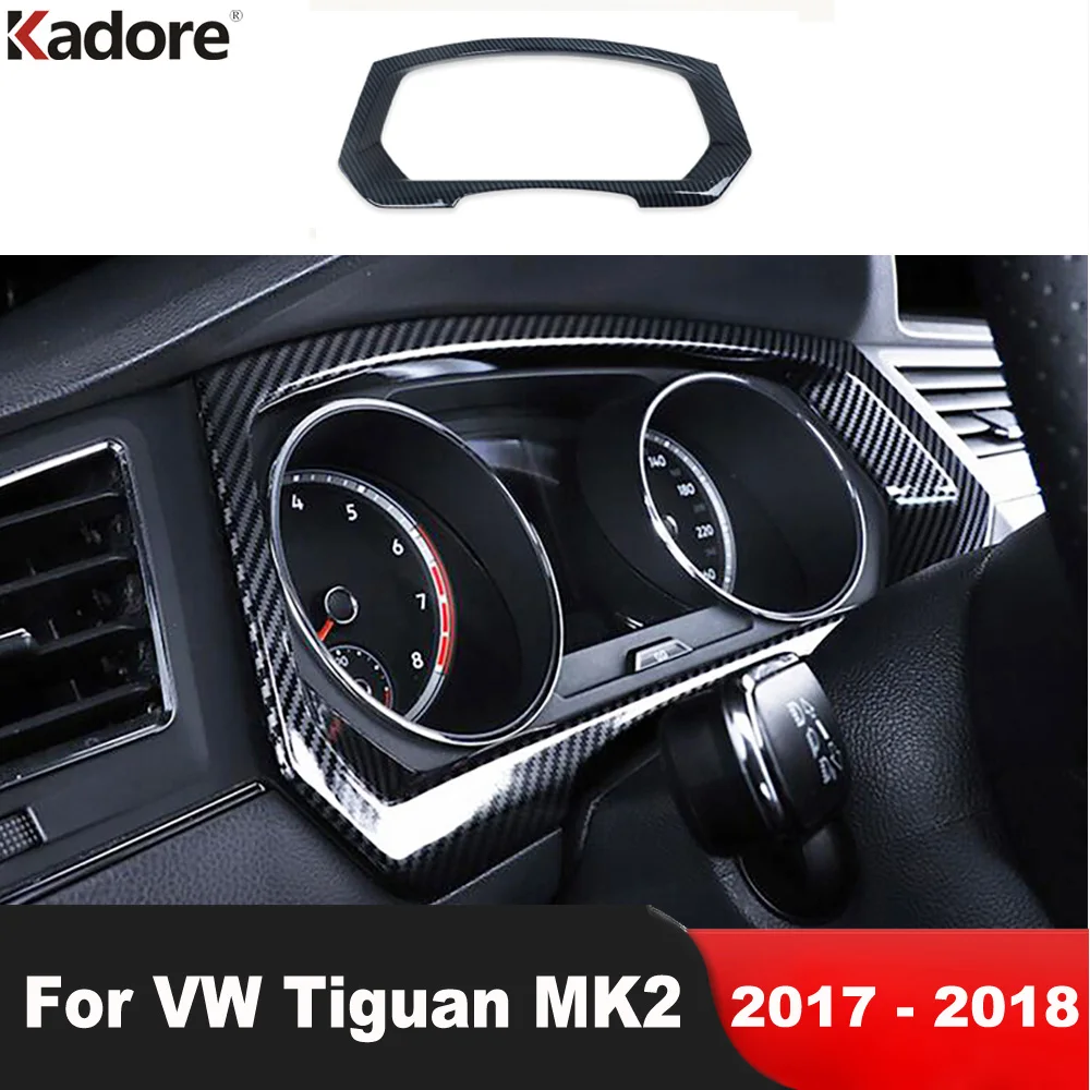 Auto Dashboard Instrument Rahmen Panel Abdeckung Trim Für Volkswagen VW Tiguan MK2 2017 2018 Carbon Fiber Innen Form Zubehör Image