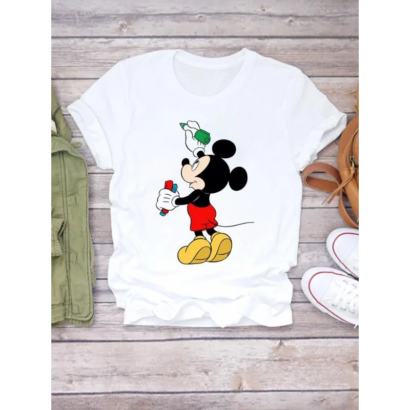 Süßes Maus-Damen-T-Shirt, Sommer, niedlich, bequem, Cartoon-Maus, neues Europa und die Vereinigten Staaten, sexy, schlichtes Mode-T-Shirt