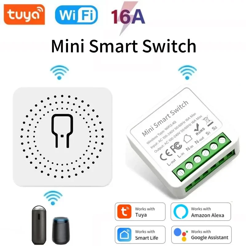 16A Wifi Smart Switch Smart Home Lichtschalter Modul 2-Wege-Steuerung Funktioniert mit Tuya Smart Life Alexa Google Home Switch Image