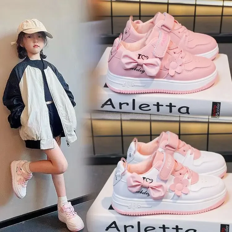 Boardschuhe für Mädchen, süße Blumen, neuer Frühlings- und Herbststil 2025, mittlere und große Freizeitschuhe für Kinder, Mädchenschuhe