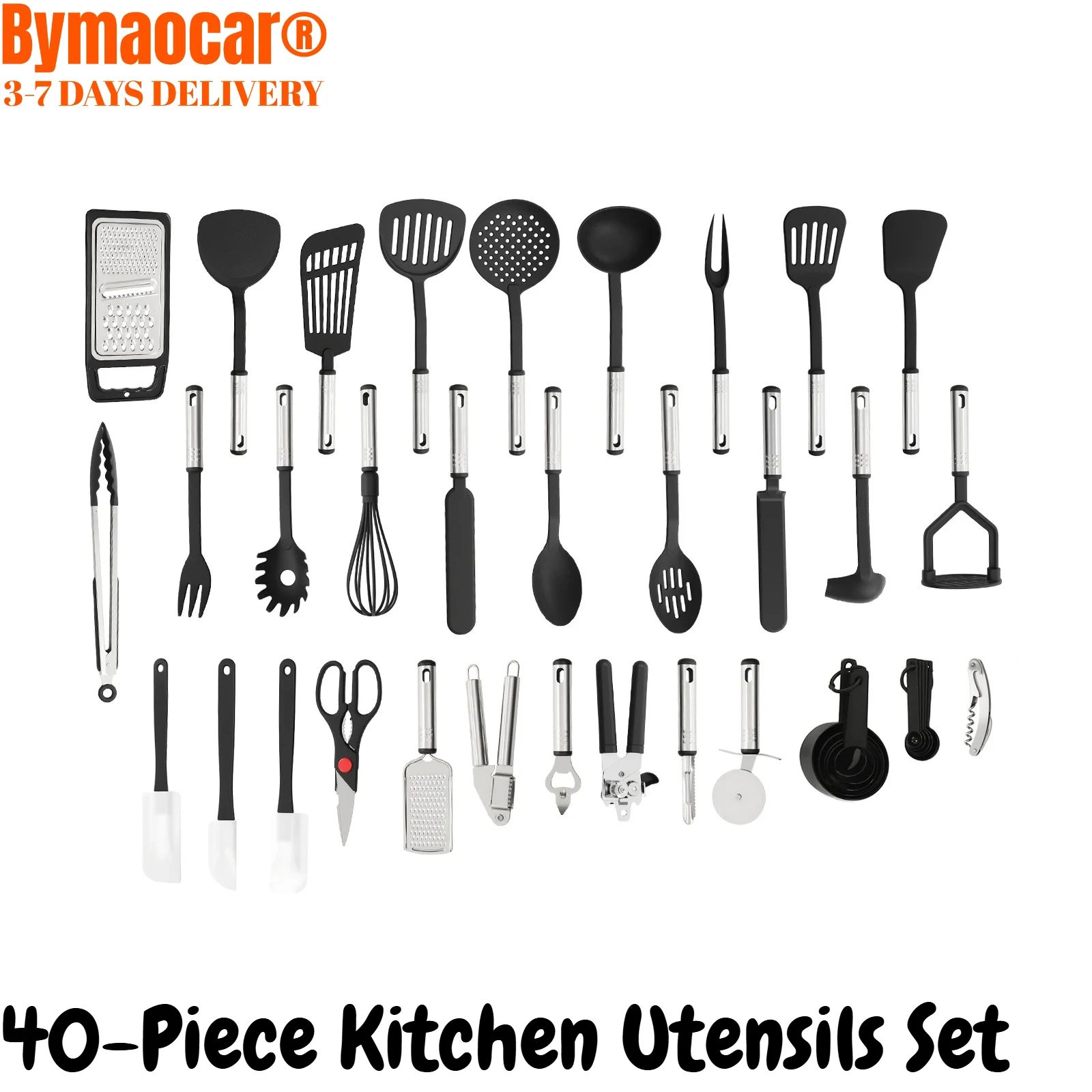 Ensemble d'ustensiles de cuisine 40 pièces, ustensiles de cuisine, ustensiles de cuisine en acier inoxydable, accessoires pour la cuisine, la pâtisserie, l'agitation