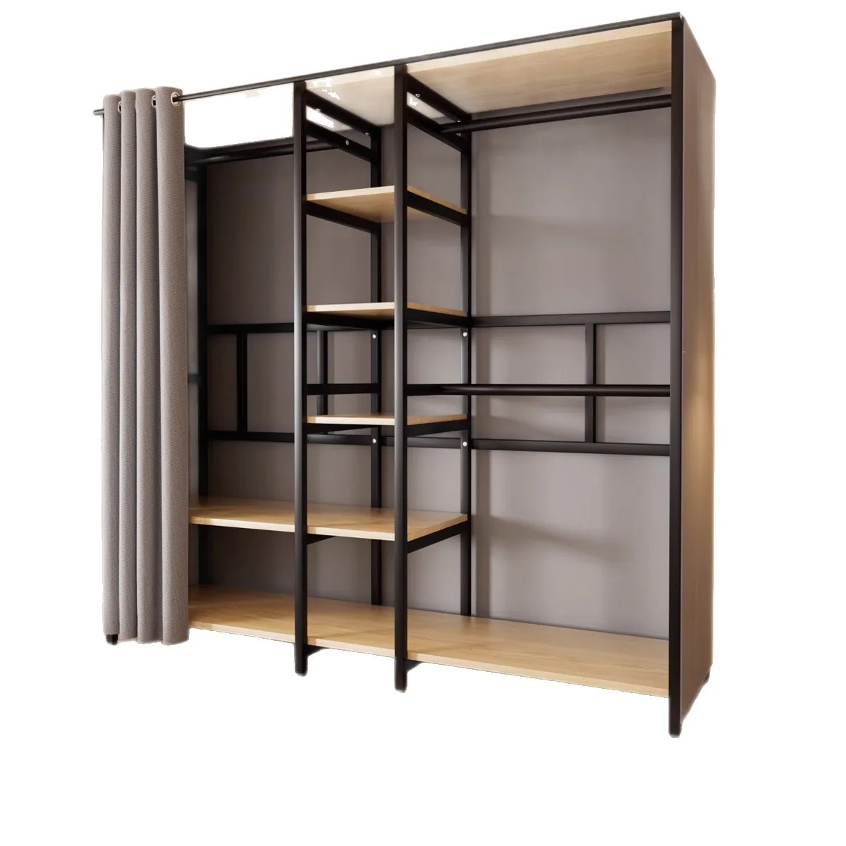 Premium-Kleiderschrank für Zuhause, Schlafzimmer, Mietgarderobe aus Stoff, einfache Montage, Kleiderschrank mit Metall- und Stahlrahmen, vollständig hängend