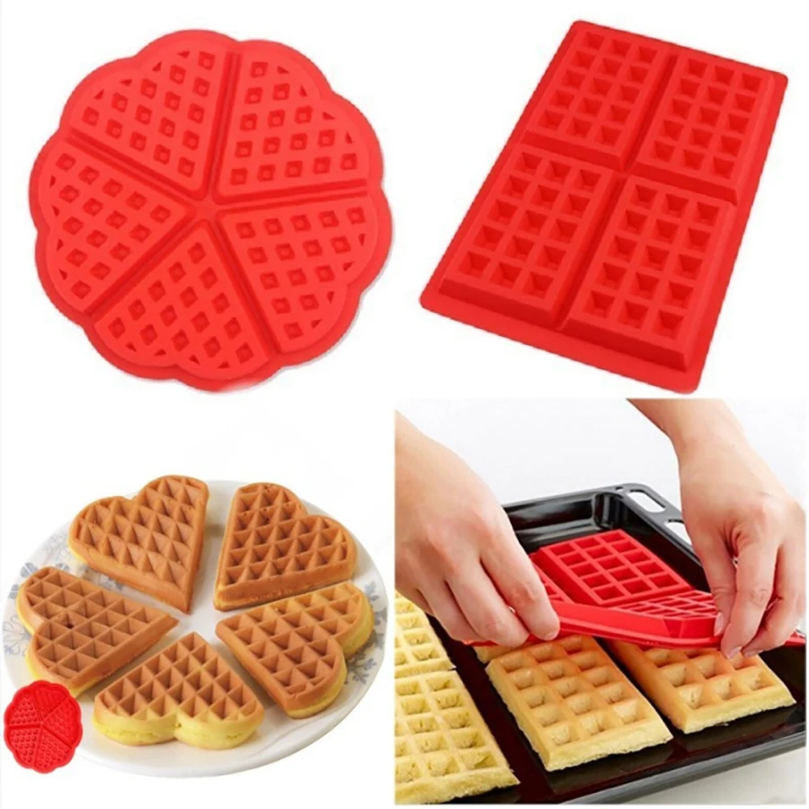 Lebensmittelqualität Silikon Waffelform DIY Kuchenform Antihaft-Silikon Backform Set Küche Backformen Waffeleisen Waffelform Image
