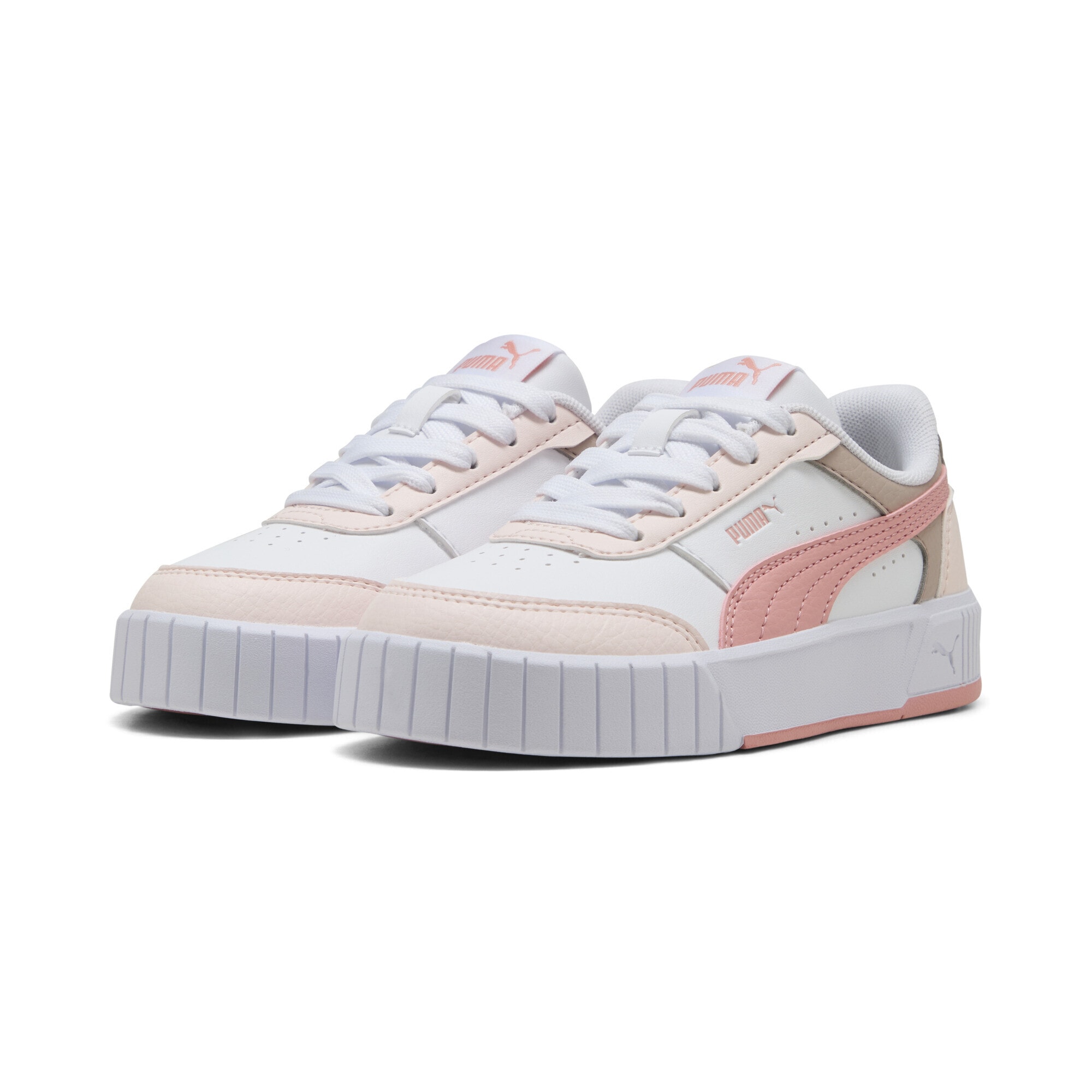 Sneaker PUMA "Carina Mia Sneakers Mädchen", Damen, Gr. 33, weiß rosy outlook jasmine flower pink, Obermaterial: Textil, Synthetik; Futter: Textil; Innensohle: Textil; Laufsohle: Gummi, Schuhe Sneaker
