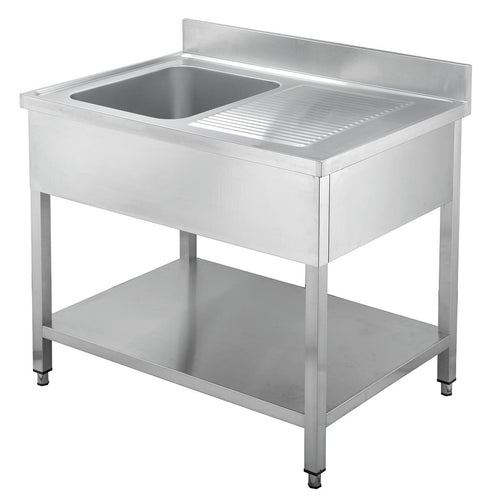 VM Europa Edelstahl Spültisch 1 Becken links, mit Grundboden, mit Aufkantung, Eco- alle Größen: 140 x 60 cm / mit Aufkantung / selbstmontage Image