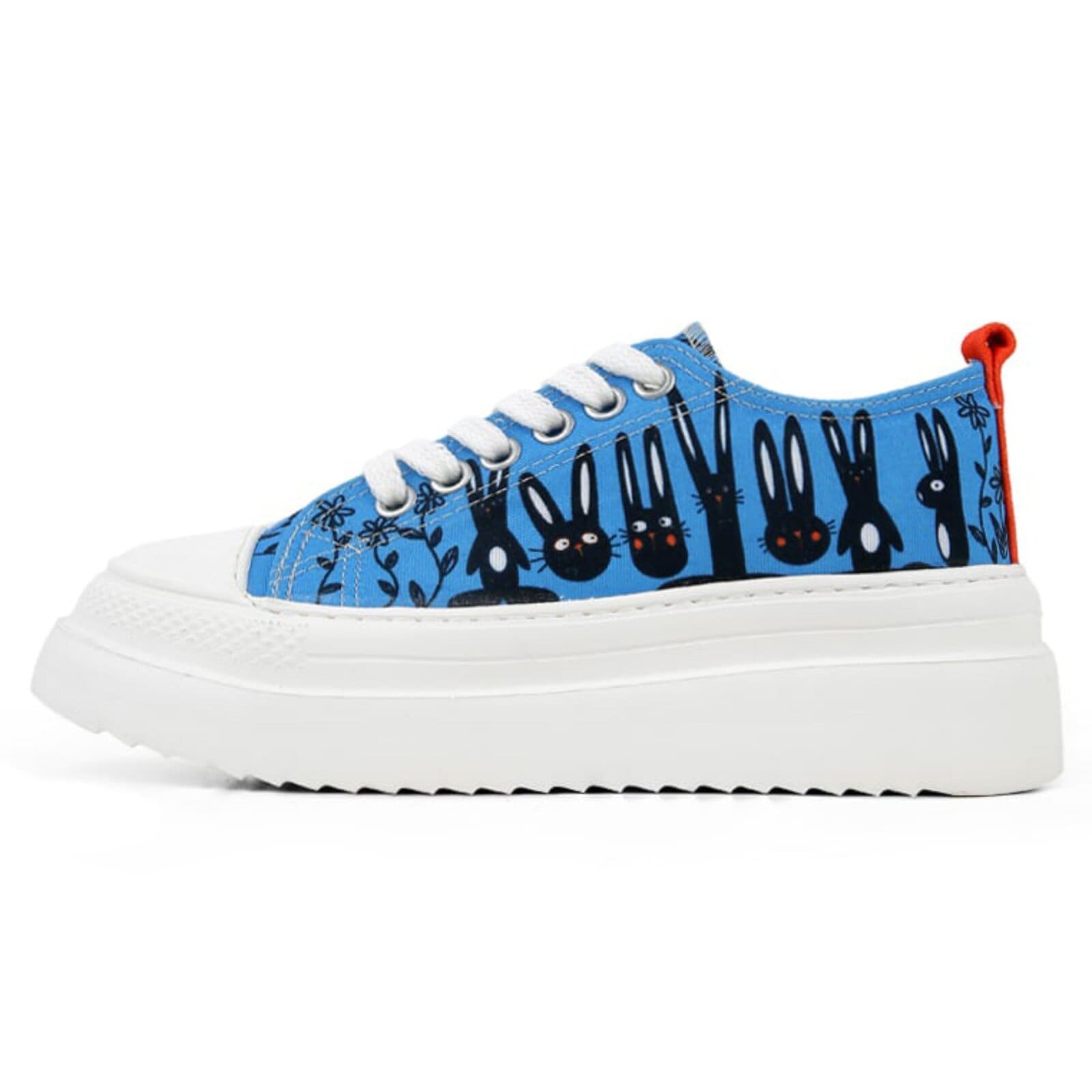 Sneaker DOGO "Freya Low-Top Sneaker Line Of Rabbits Damen Sneaker", Damen, Gr. 38, Normalschaft, blau, Textil, Schuhe Sneaker, Handgefertigt