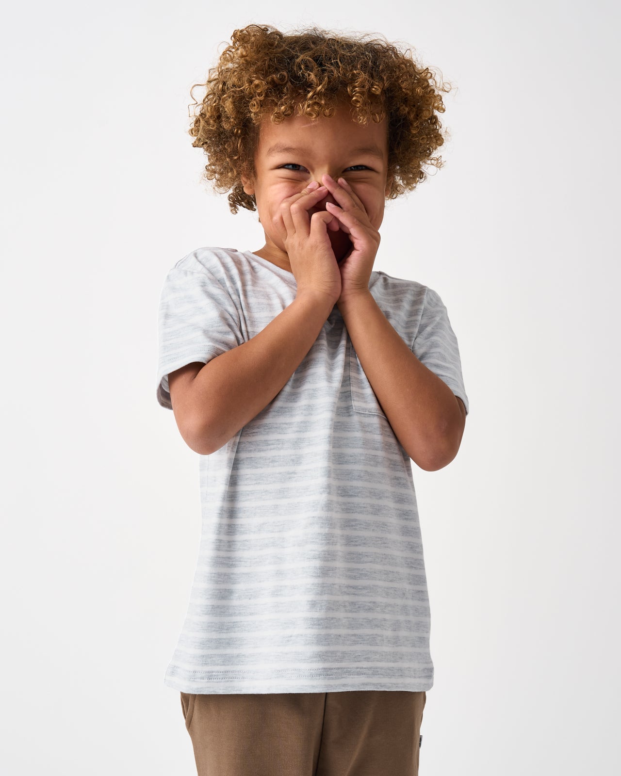Light Heather Gray Stripe Relaxed Pocket Tee - 18-24 months