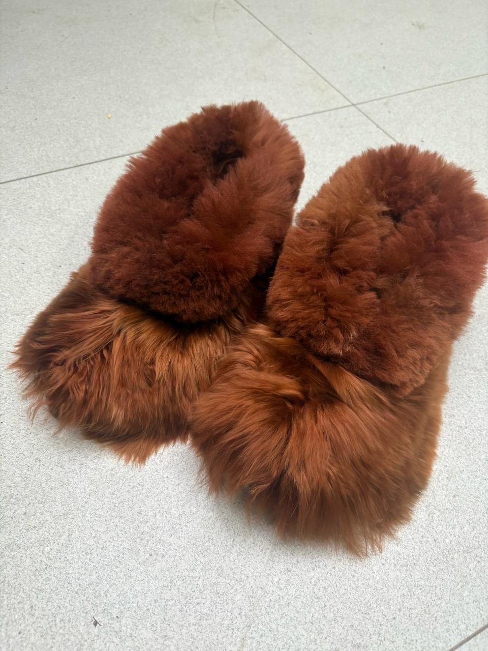 Chaussons en fourrure d'alpaga, chaussons unisexes du Pérou, chaussons en fourrure, chaussons d'hiver, chaussons en alpaga moelleux, chaussons en alpa