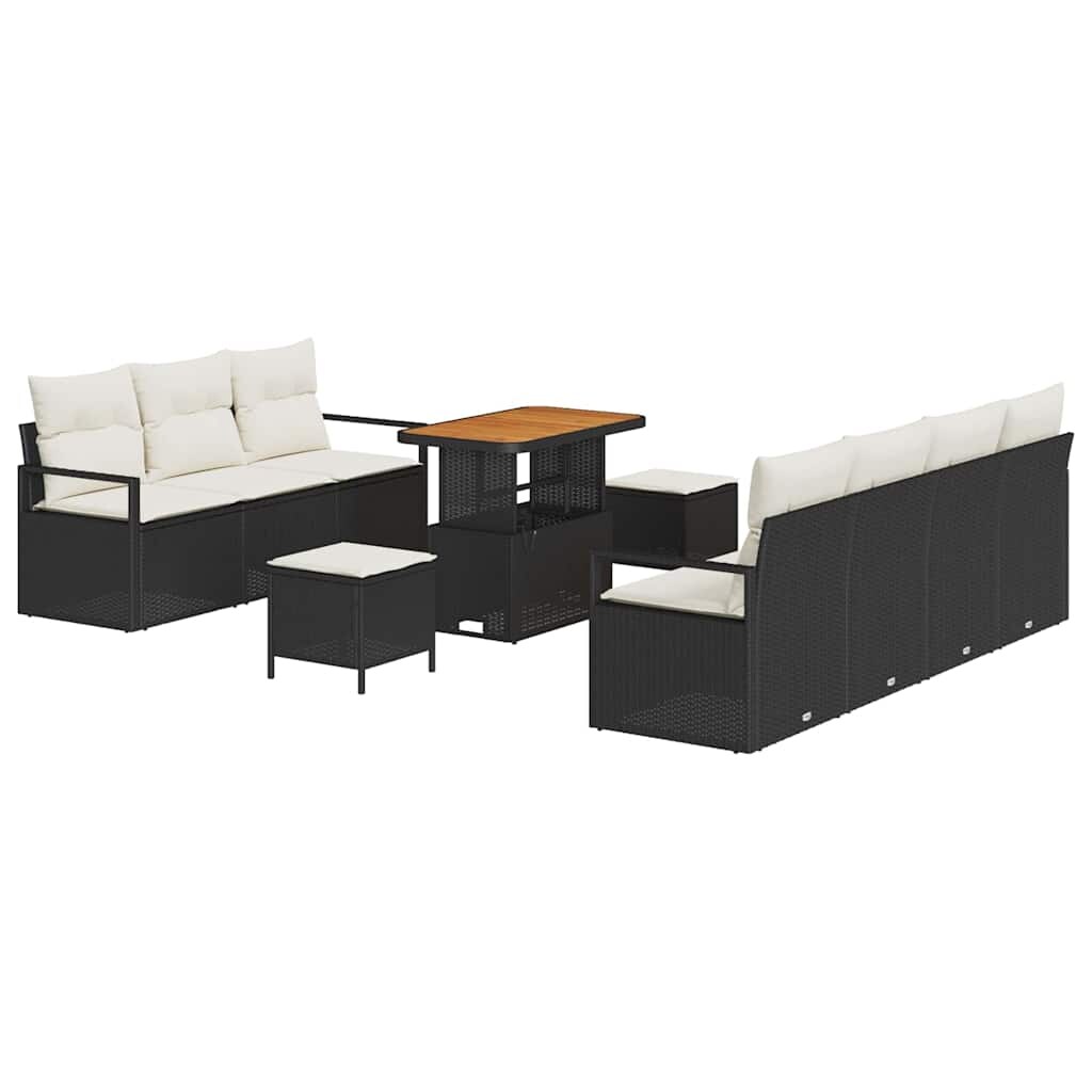 vidaXL Garten-Sofa-Set mit Kissen 10 pcs Schwarz Poly Rattan Image