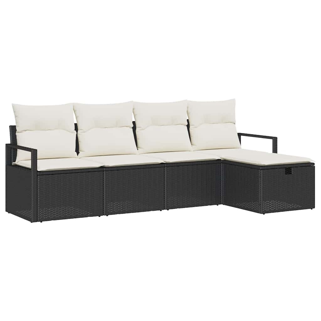 vidaXL Garten-Sofa-Set mit Kissen 5 pcs Schwarz Poly Rattan Image