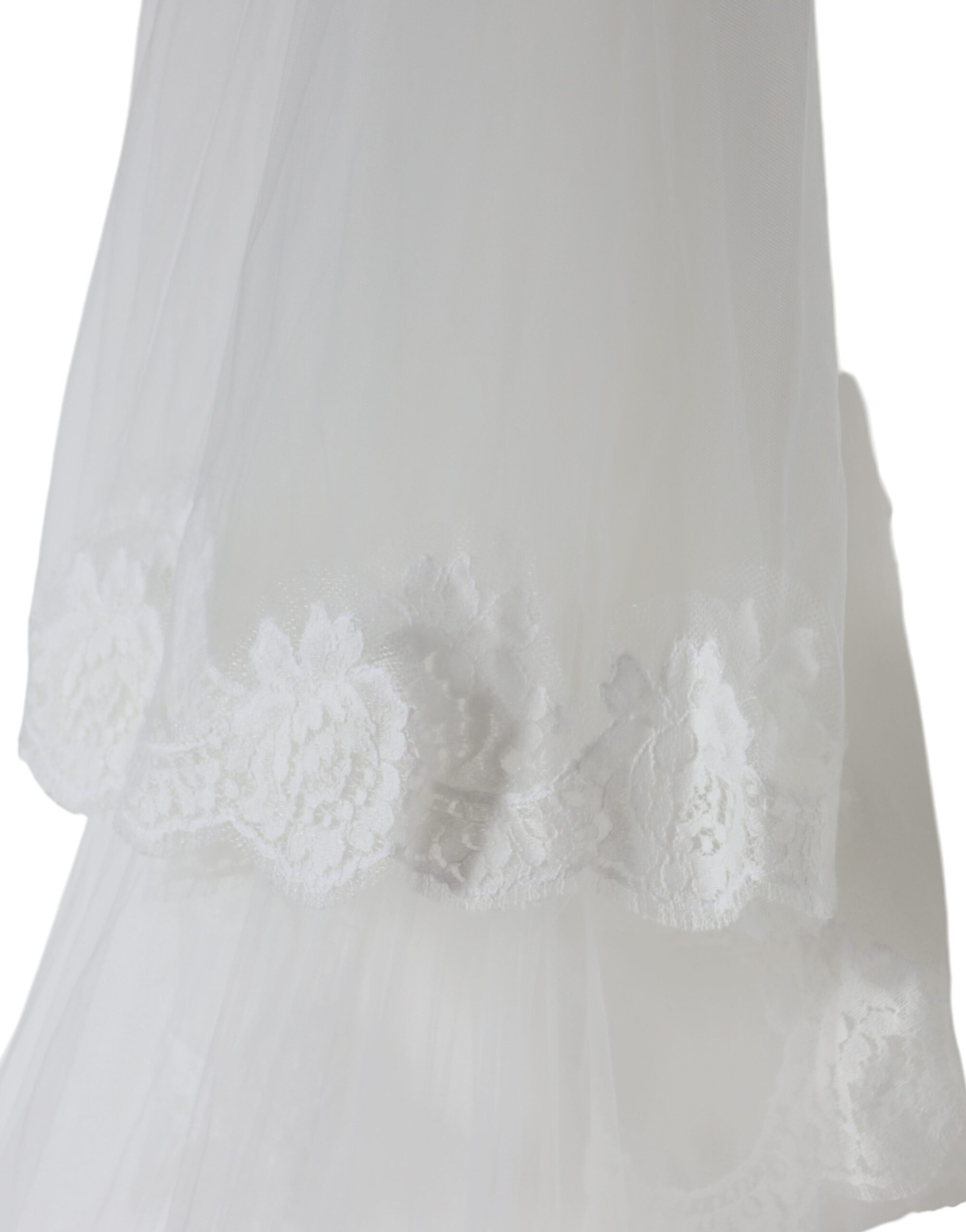 Weißer Blumenspitze Nylon bodenlanger Hochzeits Schleier