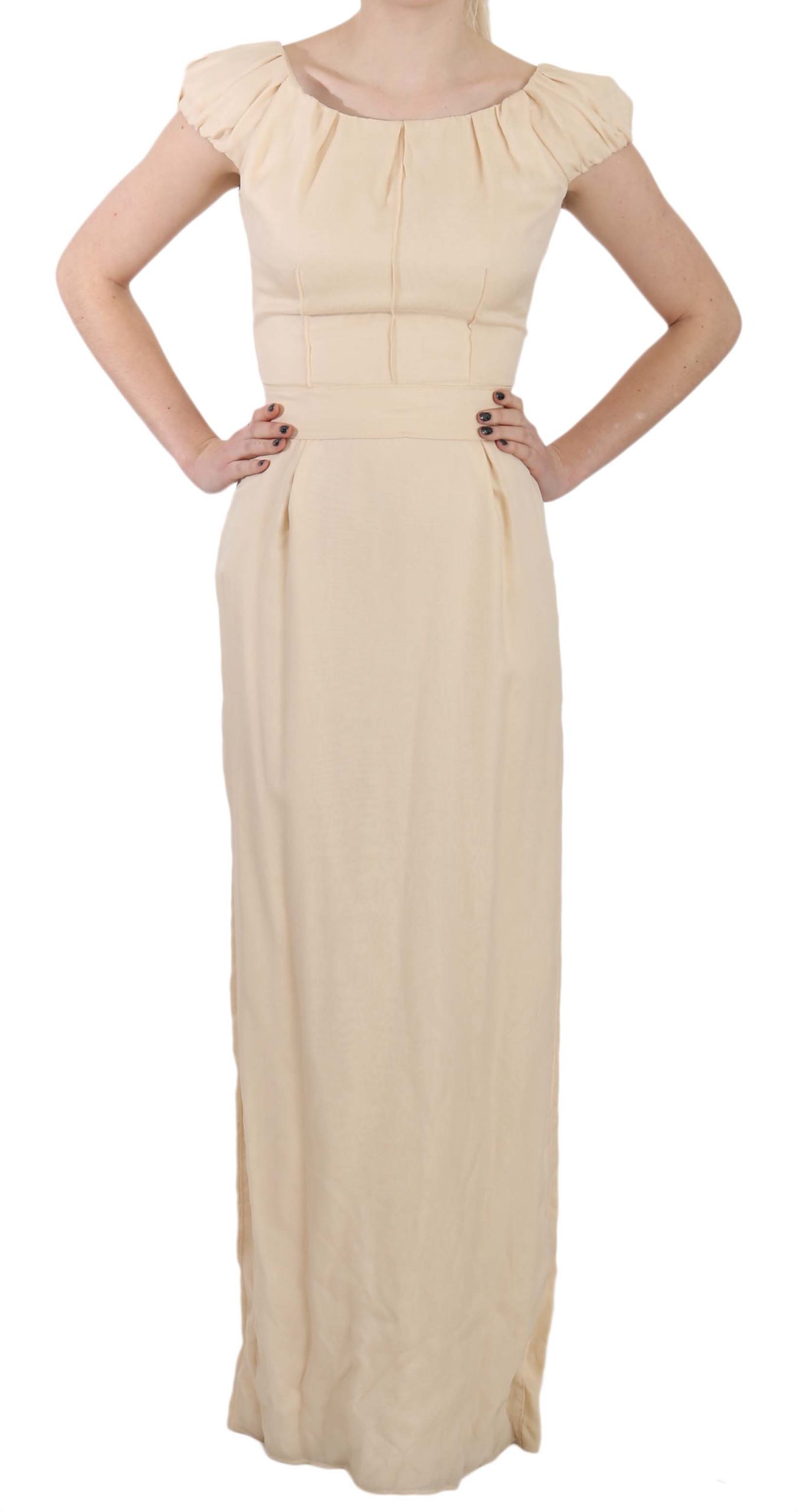 Dolce & Gabbana - Robe à manches courtes en soie beige pour femmes