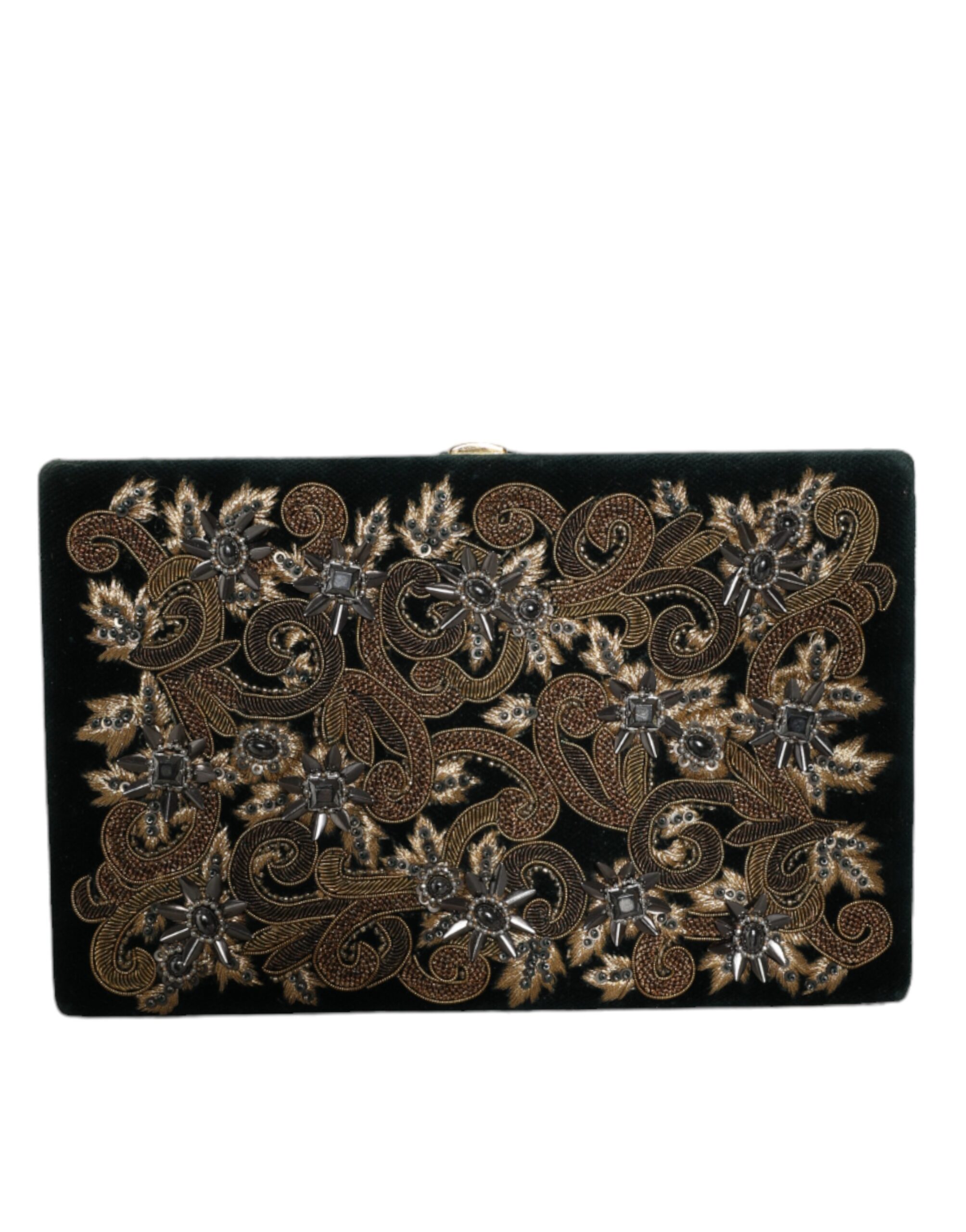 Schwarze Samt-Goldrahmen-Clutch Abendtasche Image