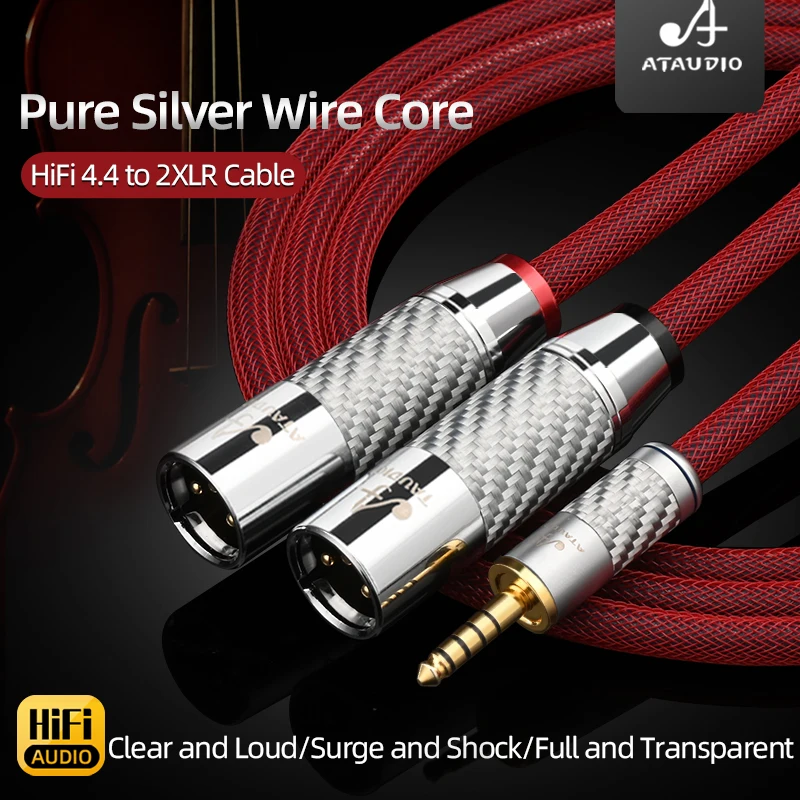 ATAUDIO HiFi Balance 4,4 mm auf 2 XLR-Stecker, Hi-End-Audiokabel aus reinem Silber, 4,4 mm auf 2 XLR-Buchse Image