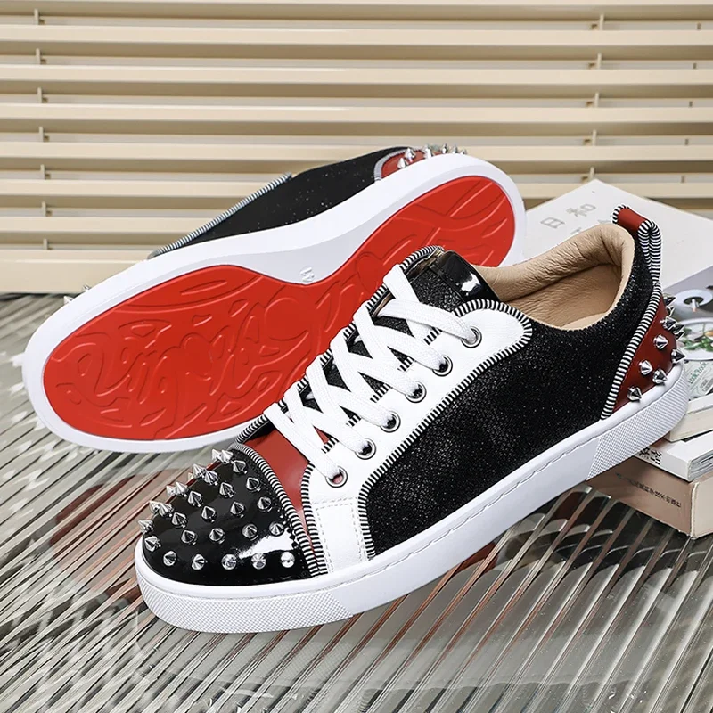 2025, neue Herren-Freizeitschuhe, bequem, weich, Punk-Stil, Board-Schuhe, modisch, Nagel, rutschfest, verschleißfest, personalisierte Turnschuhe