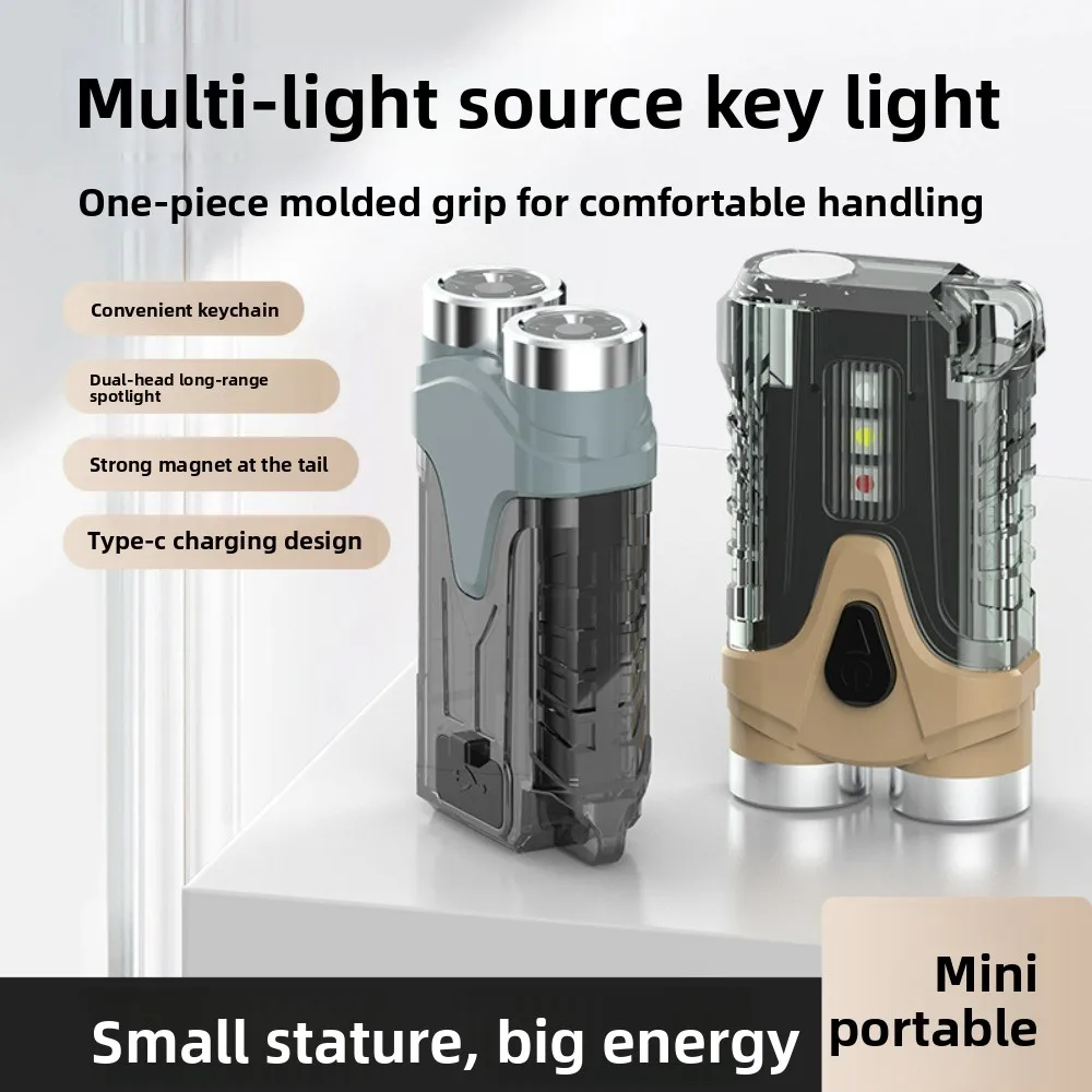 Dual-Head-Schlüsselanhänger-Taschenlampe mit mehreren Lichtquellen – großer Reichweite, starker Magnet und multifunktionale Mini-Taschenlampe für den täglichen Gebrauch Image
