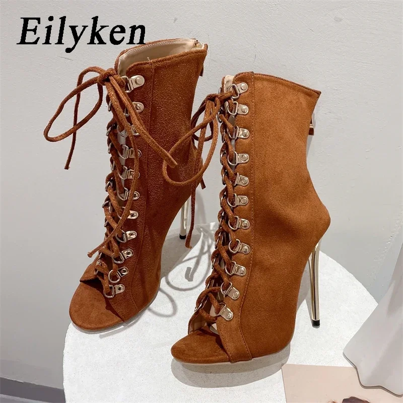 Eilyken Sexy Mode Niet Ankle Strap Frauen Boot Komfort Hohe Qualität Dünne Fersen Offene spitze Tanzen Sandalen frauen Schuhe Image