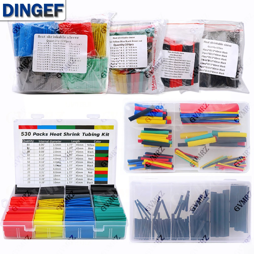 328PCS 164-560pcs Schrumpfschlauch Schläuche Isolierung Schrumpfschlauch Sortiment Elektronische Polyolefin Draht Kabel Hülse Kit Image