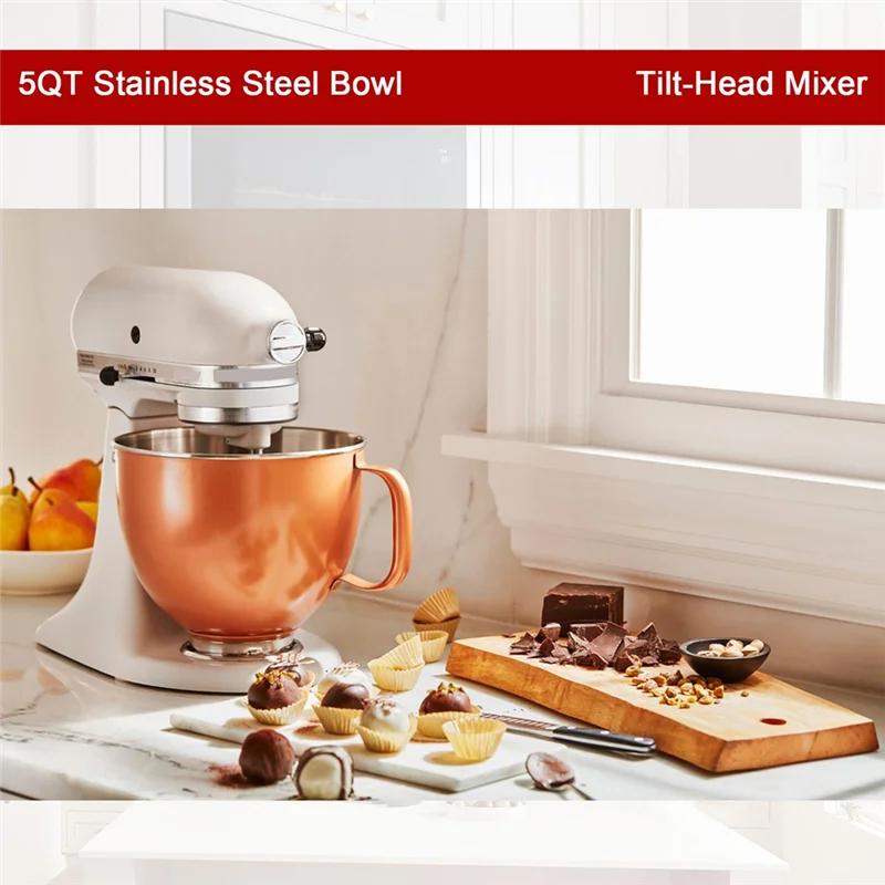 5-QT-Edelstahl-Mischschüssel für Kitchenaid Artisan & Classic 4,5-5QT-Mischer mit neigbarem Kopf K45 KSM70 KSM150-Neu Image