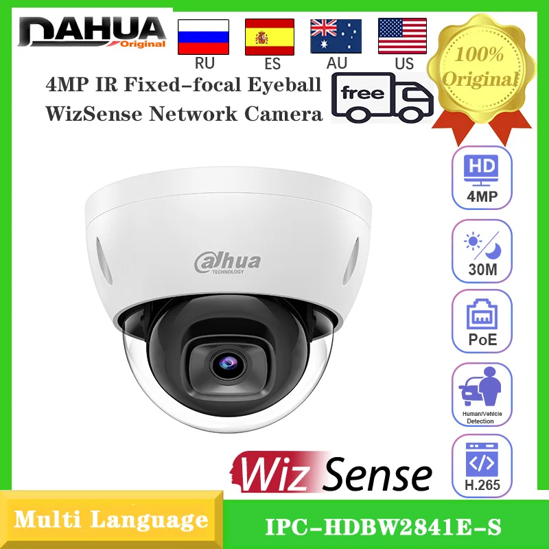 Original Dahua 4K 8MP IP-Kamera IPC-HDBW2841E-S IR 30M POE Dome WizSense Sicherheit Outdoor Eingebautes Mikrofon SMD Plus IP67&IK10 Image