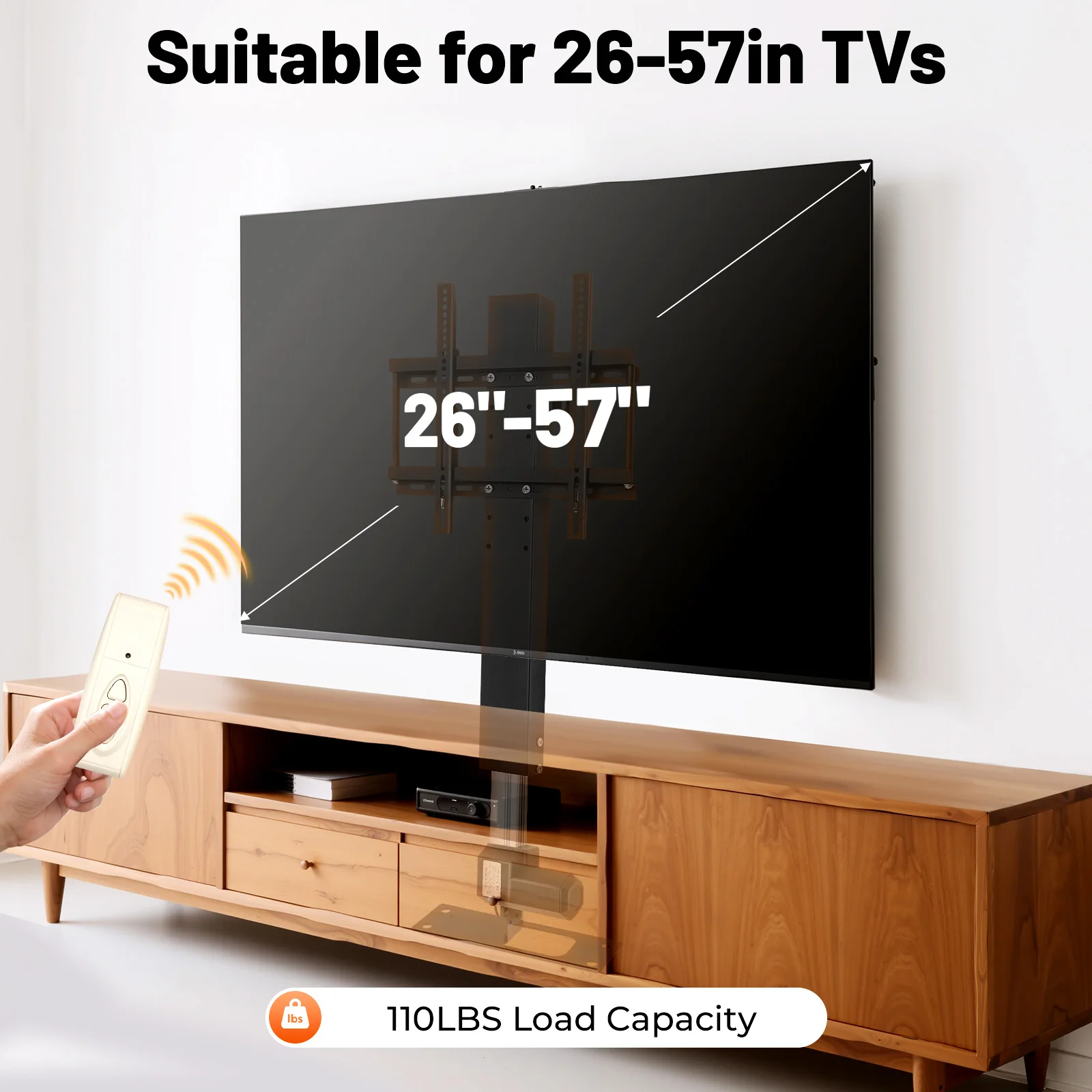 700 mm TV-Lift, motorisierte 24-V-TV-Halterung, 110 Pfund belastbar, höhenverstellbar, 38,58–66,14 Zoll, für 26–57 Zoll LCD-LED-Oled-Plasma Image