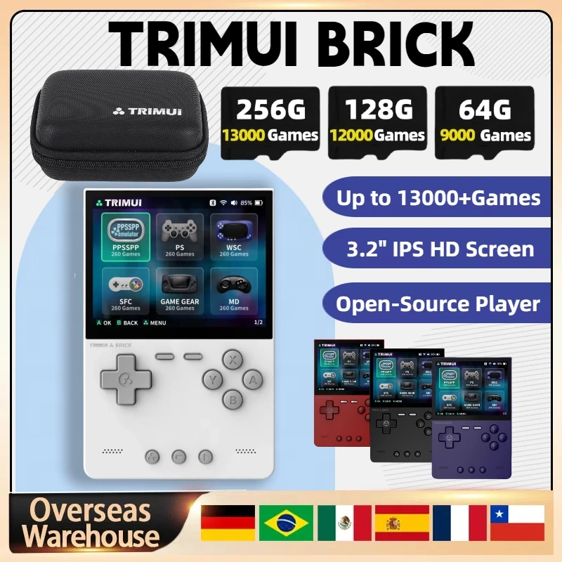 TRIMUI BRICK Handheld Game Console 3.2-inch IPS HD Screen Portable Open-Source Video Game Player Back Top Atmosphere Light Gifts