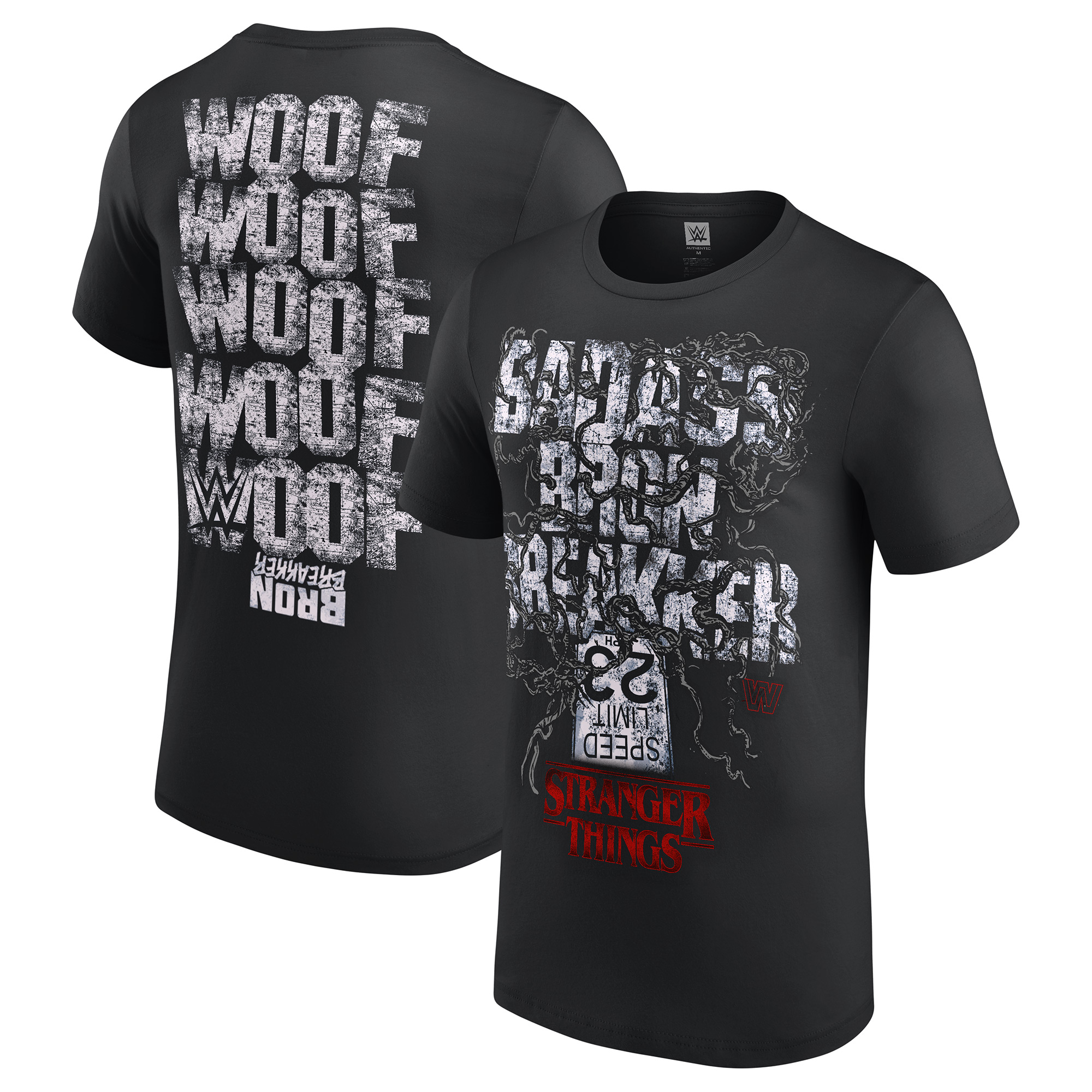 Schwarzes Herren-T-Shirt „Bron Breaker WWE x Stranger Things“ Image