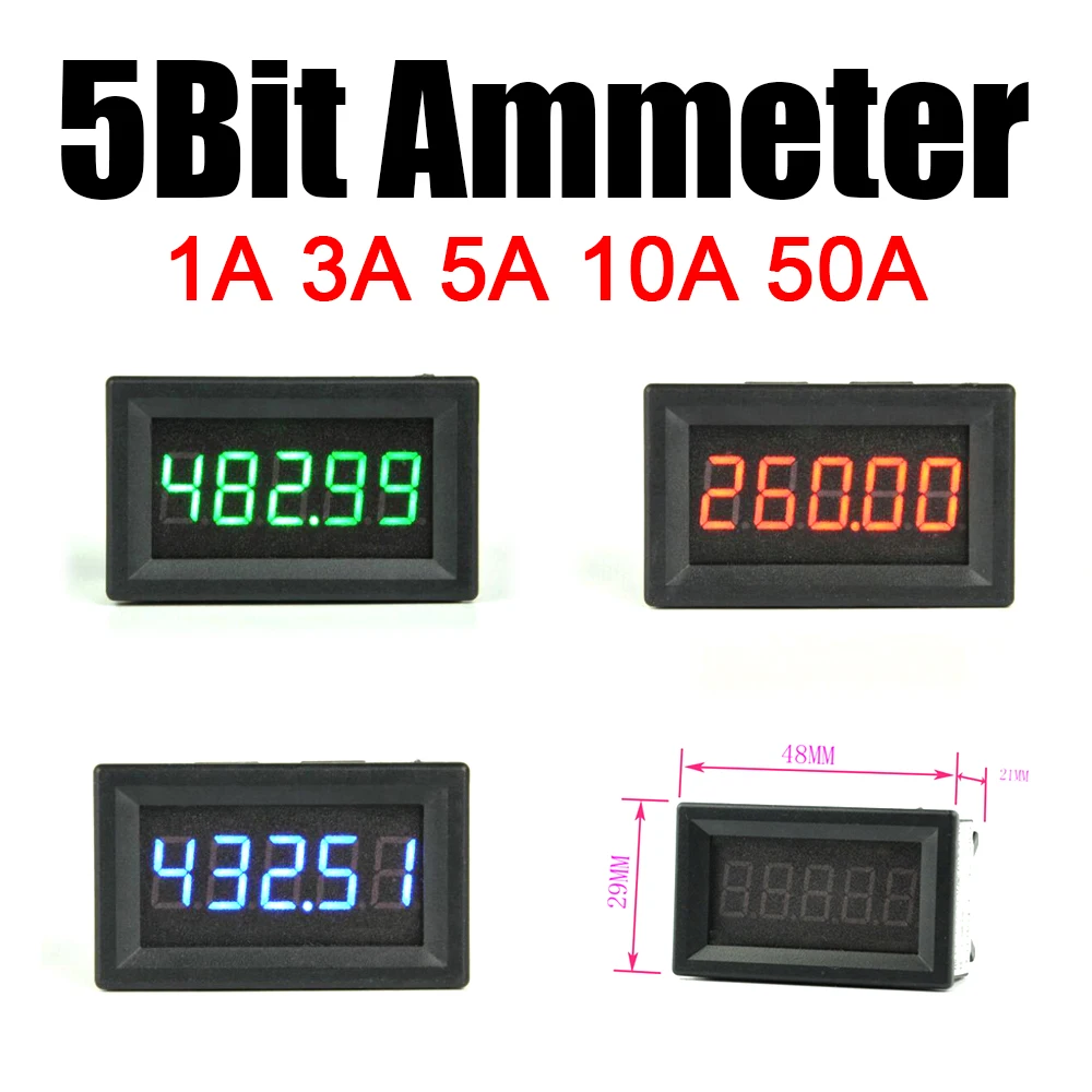 5-Bit-DC-Amperemeter ± 1A 3A 5A 10A 50A hochpräzises digitales LED-Amperemeter Stromladung Entladung Amp Tester Shunt Image
