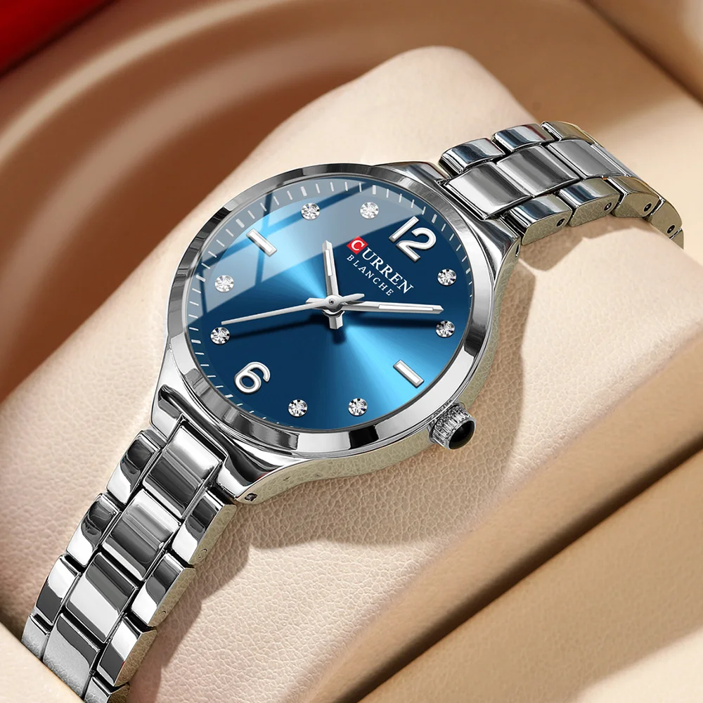 CURREN Simple Elegance Damenuhren NEUE dünne Quarz-Edelstahlband-Armbanduhr Wasserdichte Uhr Geschenk für Damen Image