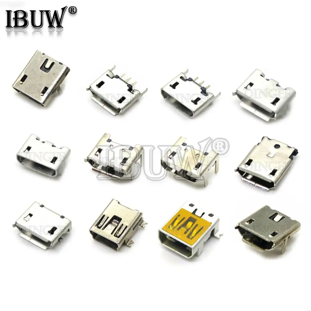 20 Stück 5 Pin 10 Pin SMT Buchse Stecker Micro USB Typ B Buchse Platzierung 12 Modelle SMD DIP Buchse Stecker Image