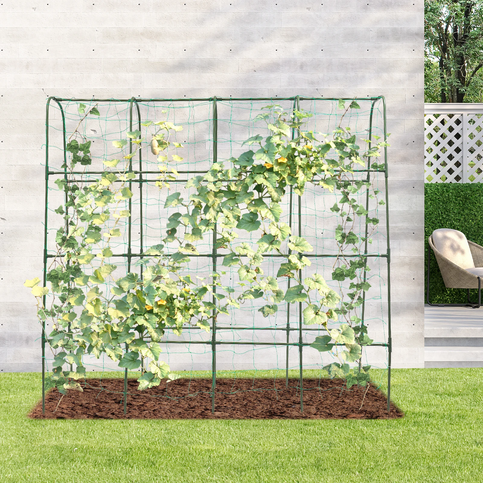 Gartenbogen-Tunnel-Spalier, Rostbeständigkeit, Gurken-Spalier für den Außenbereich, für Kletterpflanzen, starke Struktur für Ackerland Image