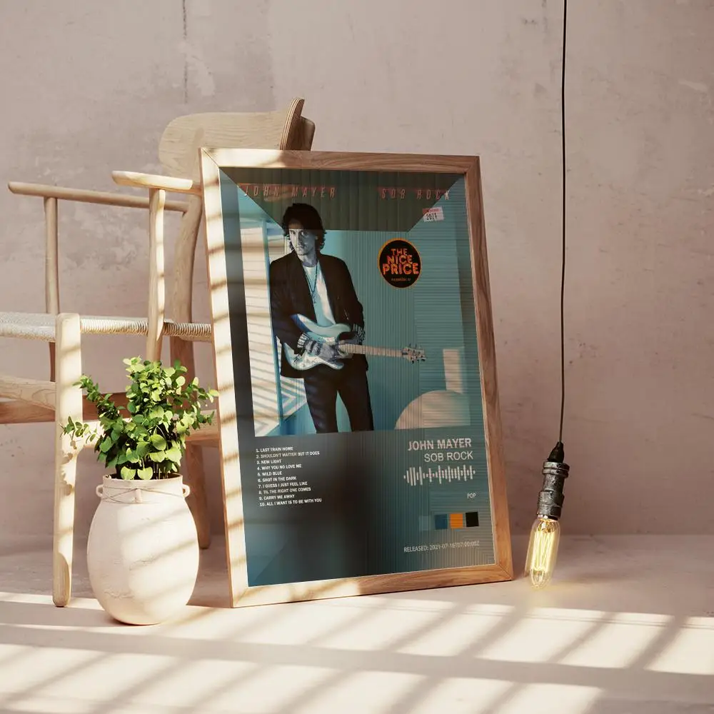 John Mayer Poster Pop Rapper Musik Album Cover Ästhetischer Hip Hop Rock Print Wandkunst Raumdekoration Geschenk