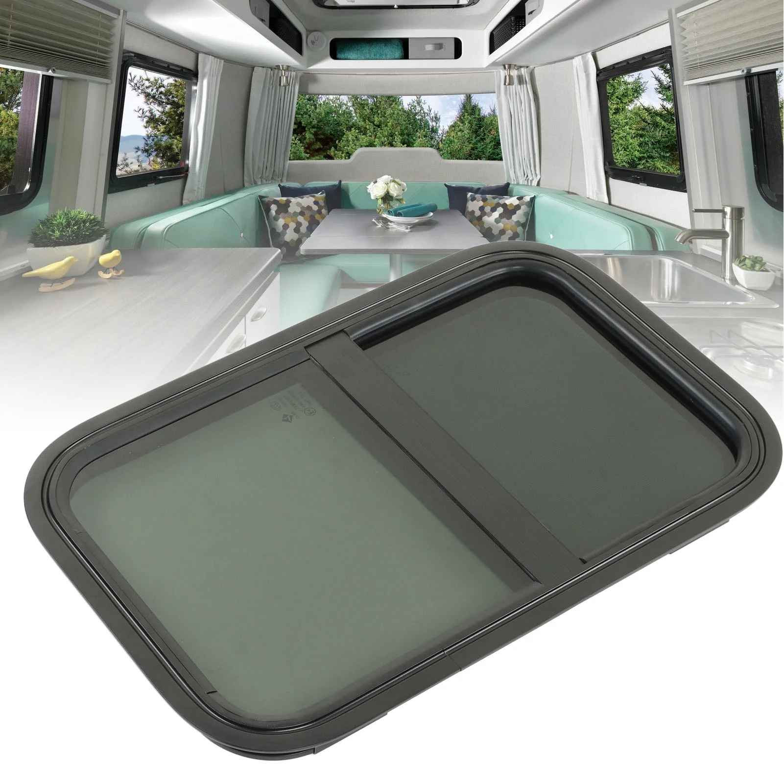 Rv Fenster 590x390mm getöntes Temper glas vertikales horizontales Schieben für Wohnmobile Anhänger Baufahrzeuge Image