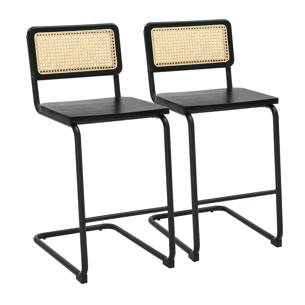 Oviala Business Set mit 2 schwarzen Hochstühlen aus Metall und Holz Image